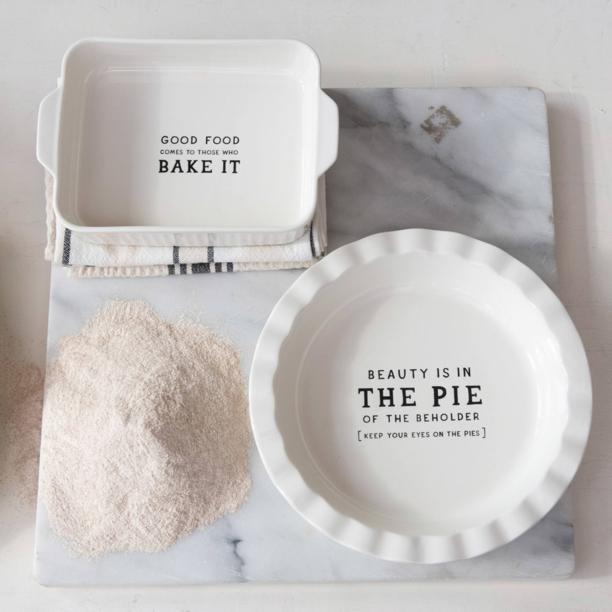 Hello Honey® 10.25" White Cooking Sentiment Stoneware Baker